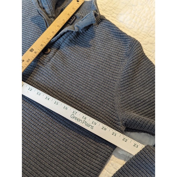 G.H. Bass & Co Sweater Pullover Men's L 1/4 Button 100% Cotton Rugby Gray - Picture 4 of 12